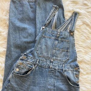 Free People Light Blue Denim Overalls